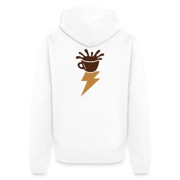 Espressoblitz. - Unisex Premium Bio Zip Hoodie - Weiß - Hinten - Thijin (182cm)