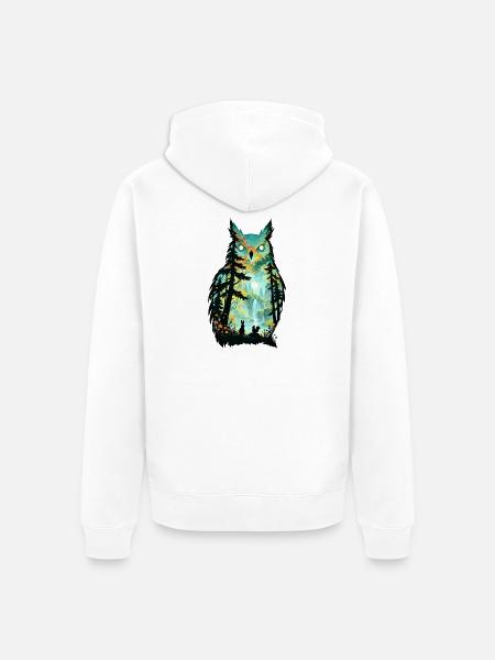 Eulenwald Herbstlicht Silhouette - Unisex Premium Bio Zip Hoodie - Weiß