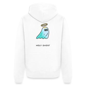 Haly Ghost: Sanfter Leuchtgeist - Unisex Premium Bio Zip Hoodie - Weiß - Hinten - Thijin (182cm)