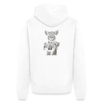 Schwein jubelt im Anzug - Unisex Premium Bio Zip Hoodie - Weiß - Hinten - Thijin (182cm)