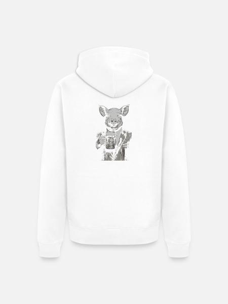 Schwein jubelt im Anzug - Unisex Premium Bio Zip Hoodie - Weiß