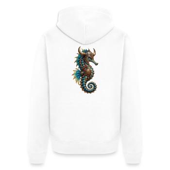 Wikinger-Seepferdchen - Unisex Premium Bio Zip Hoodie - Weiß - Hinten - Thijin (182cm)