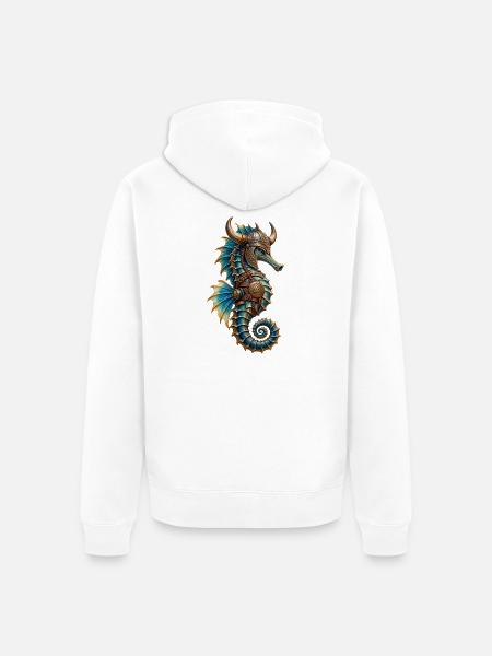 Wikinger-Seepferdchen - Unisex Premium Bio Zip Hoodie - Weiß