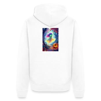 geist   - Unisex Premium Bio Zip Hoodie - Weiß - Hinten - Thijin (182cm)