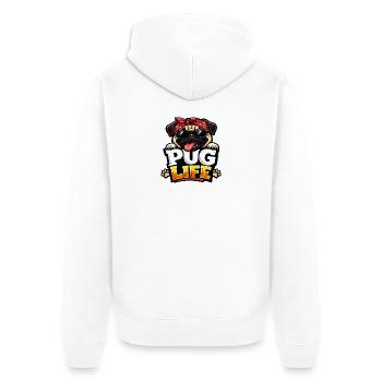 Pug Life Bandana Cool - Unisex Premium Bio Zip Hoodie - Weiß - Hinten - Thijin (182cm)