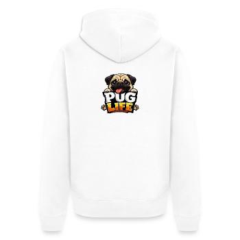 Pug Life Cartoon-Emblem - Unisex Premium Bio Zip Hoodie - Weiß - Hinten - Thijin (182cm)