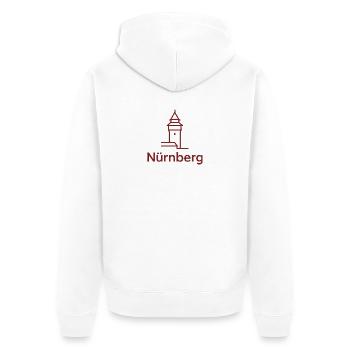 Nürnberg Turm Silhouette - Unisex Premium Bio Zip Hoodie - Weiß - Hinten - Thijin (182cm)