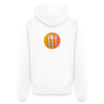 Couverts colorés sur assiette colorée - Veste à capuche bio Premium Unisexe - blanc - Dos - Thijin (182cm)