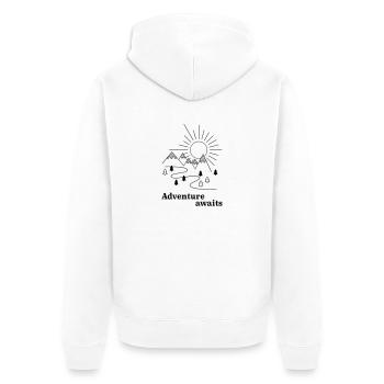 adventure - Unisex Premium Organic Zip Hoodie - white - Back - Thijin (182cm)