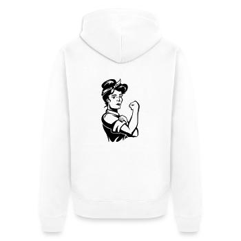 we can do it - Unisex Premium Bio Zip Hoodie - Weiß - Hinten - Thijin (182cm)