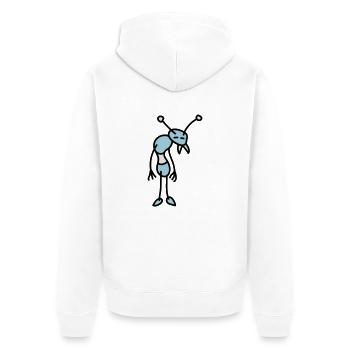 sad_bug_3c - Unisex Premium Organic Zip Hoodie - white - Back - Thijin (182cm)