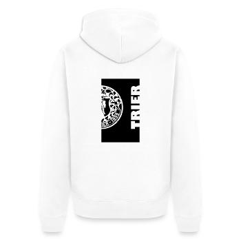 deckel trier halb - Unisex Premium Bio Zip Hoodie - Weiß - Hinten - Thijin (182cm)