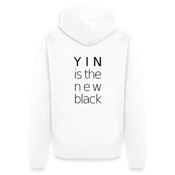YIN is the new black - Unisex Premium Bio Zip Hoodie - Weiß - Hinten - Thijin (182cm)
