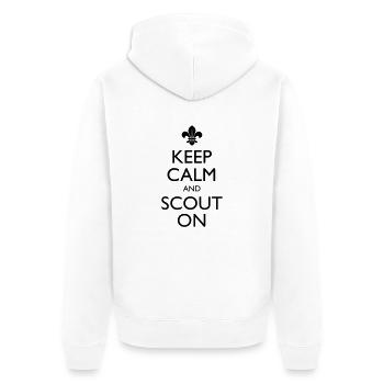 Keep Calm And Scout On - Unisex Premium Bio Zip Hoodie - Weiß - Hinten - Thijin (182cm)