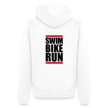 swim bike run text logo triathlon sport marathon a - Unisex Premium Organic Zip Hoodie - white - Back - Thijin (182cm)
