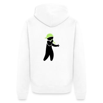 Ein Hiphop Star singt in ein Mikrofon - Unisex Premium Bio Zip Hoodie - Weiß - Hinten - Thijin (182cm)