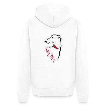 Whippet - Unisex Premium Bio Zip Hoodie - Weiß - Hinten - Thijin (182cm)