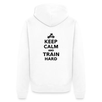 Keep calm and Train Hard - Unisex Premium Organic Zip Hoodie - white - Back - Thijin (182cm)