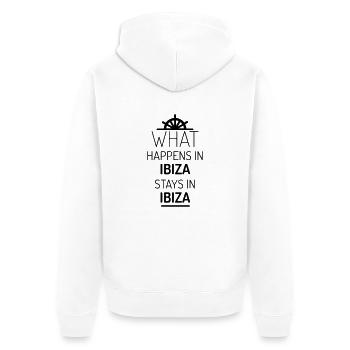 WHAT HAPPENS IN IBIZA STAYS IN IBIZA - Unisex Premium Organic Zip Hoodie - white - Back - Thijin (182cm)