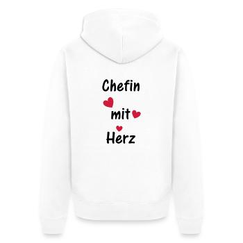 Chefin mit Herz - Unisex Premium Bio Zip Hoodie - Weiß - Hinten - Thijin (182cm)
