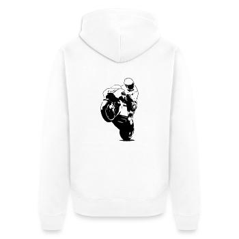 Moto-GP Racing - Unisex Premium Bio Zip Hoodie - Weiß - Hinten - Thijin (182cm)