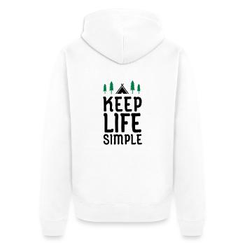 Keep Life Simple - Unisex Premium Bio Zip Hoodie - Weiß - Hinten - Thijin (182cm)