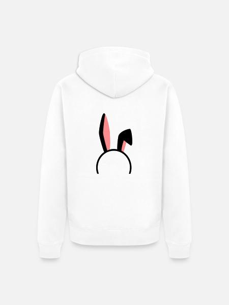 Hasenohren zweifarbig - Unisex Premium Bio Zip Hoodie - Weiß