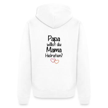 Papa willst du Mama Heiraten? - Unisex Premium Bio Zip Hoodie - Weiß - Hinten - Thijin (182cm)