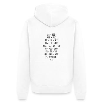 abc - Unisex Premium Bio Zip Hoodie - Weiß - Hinten - Thijin (182cm)