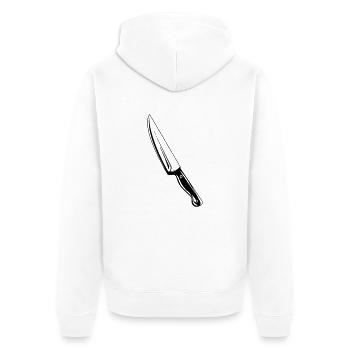 messer - Unisex Premium Bio Zip Hoodie - Weiß - Hinten - Thijin (182cm)