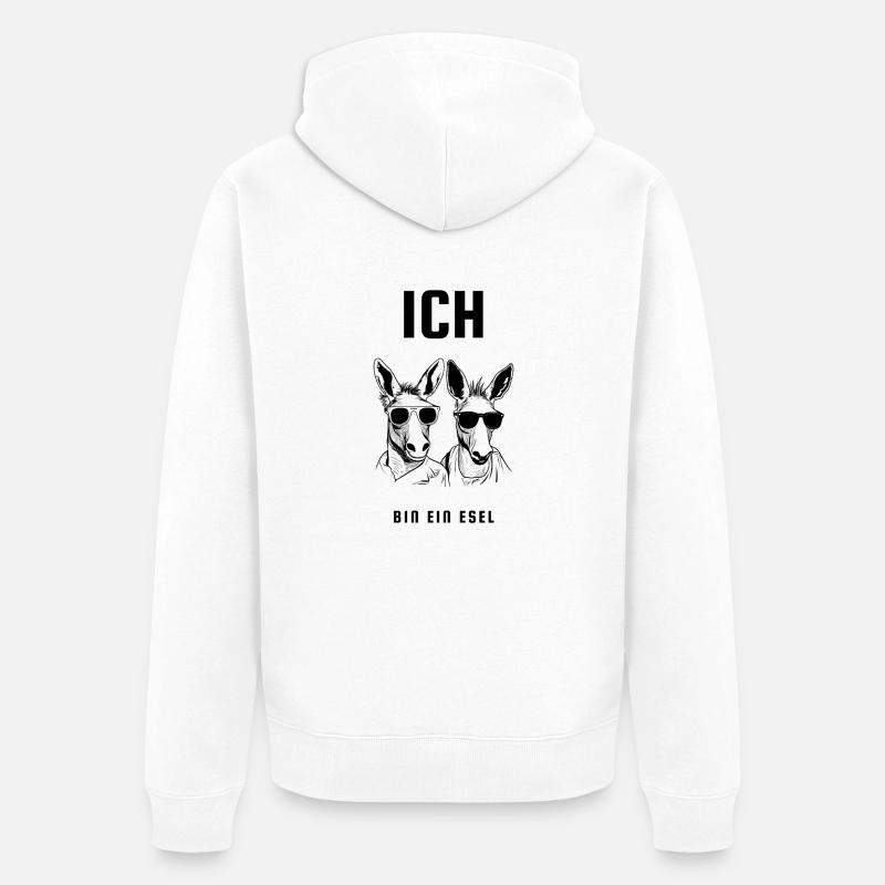 Ich bin ein Esel - Unisex Premium Bio Zip Hoodie - Weiß