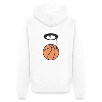 Ballon de basket 5 0 Plan de travail 1 - Veste à capuche bio Premium Unisexe - blanc - Dos - Thijin (182cm)