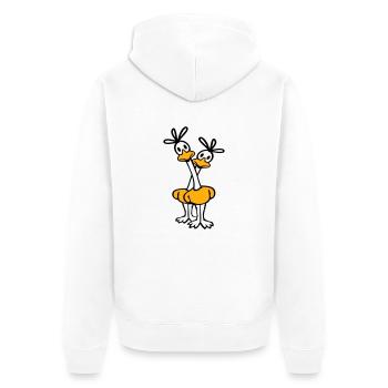 2 Road Runner Couple Coucou Oiseau Long Cou - Veste à capuche bio Premium Unisexe - blanc - Dos - Thijin (182cm)