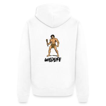 Hoehlenmensch Faune - Veste à capuche bio Premium Unisexe - blanc - Dos - Thijin (182cm)