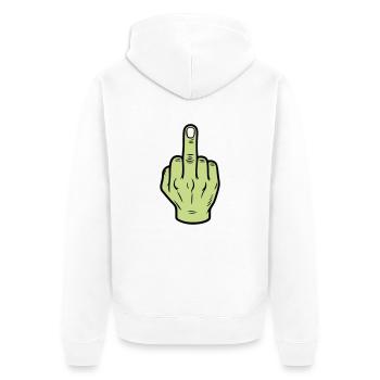 Middle Finger Hand Icon - Unisex Premium Organic Zip Hoodie - white - Back - Thijin (182cm)