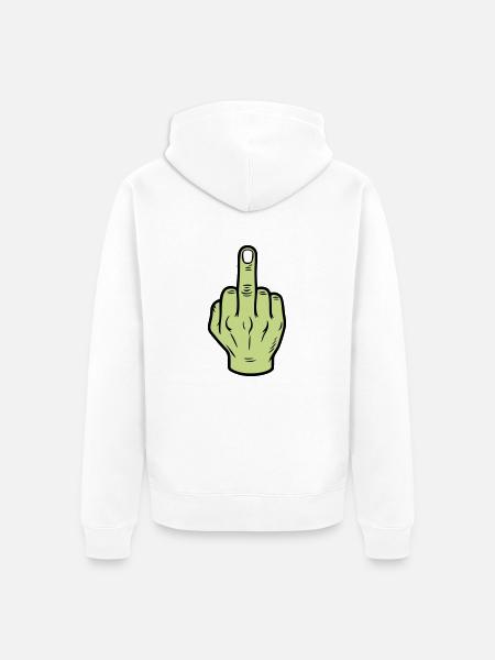 Middle Finger Hand Icon - Unisex Premium Organic Zip Hoodie - white