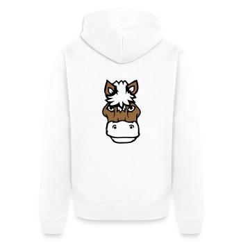 Pferd Süß Pony Fohlen Pferdemädchen Niedlich Comic - Unisex Premium Bio Zip Hoodie - Weiß - Hinten - Thijin (182cm)