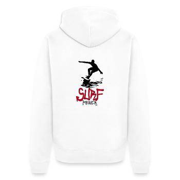 surf - Unisex Premium Organic Zip Hoodie - white - Back - Thijin (182cm)