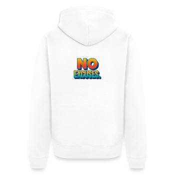 No Excuses Determination and Energy - Unisex Premium Organic Zip Hoodie - white - Back - Thijin (182cm)