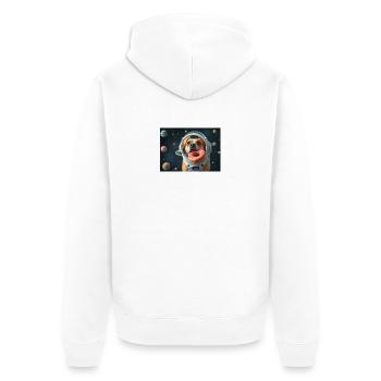Space Dog with Donut Helmet - Unisex Premium Organic Zip Hoodie - white - Back - Thijin (182cm)