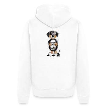 Berner Sennenhund mit Spielzeug I Comic Hund - Unisex Premium Bio Zip Hoodie - Weiß - Hinten - Thijin (182cm)