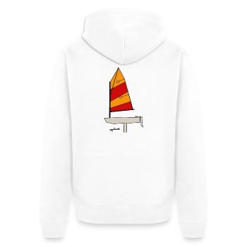 Optimist Segelboot - Unisex Premium Bio Zip Hoodie - Weiß - Hinten - Thijin (182cm)