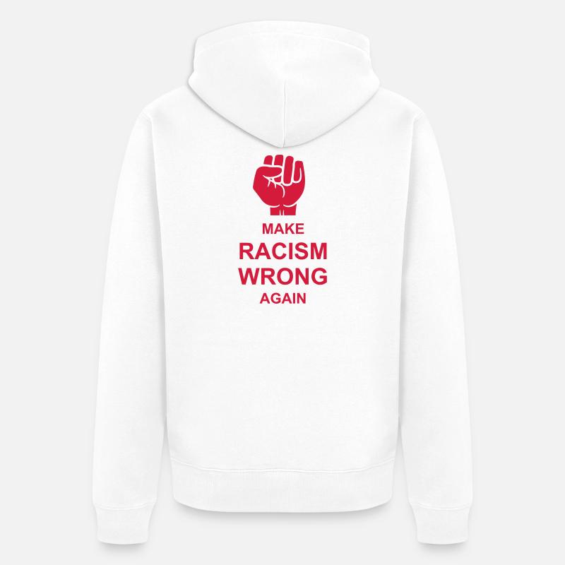 make racism wrong again - Unisex Premium Bio Zip Hoodie - Weiß