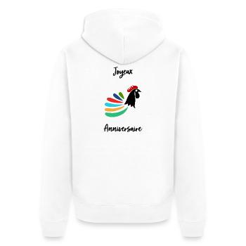 ANNIVERSARY. HAPPY BIRTHDAY. HAPPY BIRTHDAY. - Unisex Premium Organic Zip Hoodie - white - Back - Thijin (182cm)