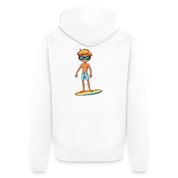 Cool Young Surfer Dude Boy - Unisex Premium Organic Zip Hoodie - white - Back - Thijin (182cm)