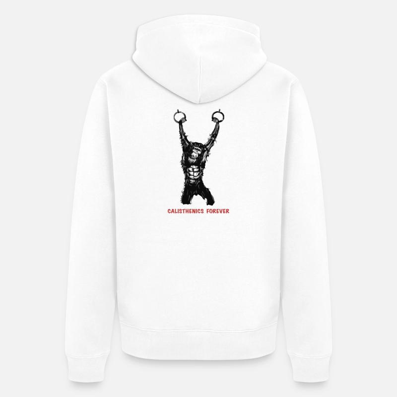 Calisthenics Evolution - Anneaux de gymnastique - Veste à capuche bio Premium Unisexe - blanc