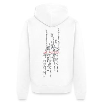 Antifascista Typo Collage red/black - Unisex Premium Organic Zip Hoodie - white - Back - Thijin (182cm)
