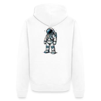 Detailreicher Comic Astronaut im offenen Weltraum - Unisex Premium Bio Zip Hoodie - Weiß - Hinten - Thijin (182cm)
