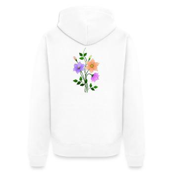 Blumen - Unisex Premium Bio Zip Hoodie - Weiß - Hinten - Thijin (182cm)
