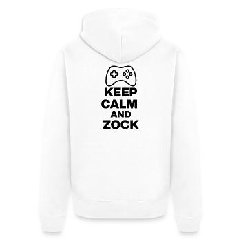 KEEP CALM AND GAMBLE! GAMING GAMER CONSOLE PC black - Unisex Premium Organic Zip Hoodie - white - Back - Thijin (182cm)